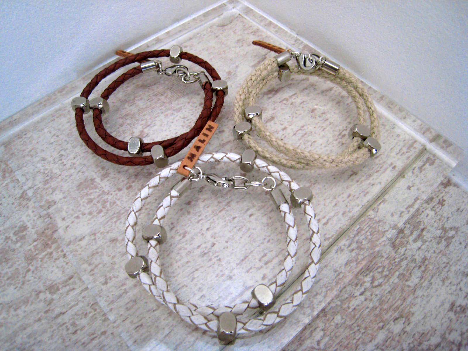 Malin collection - leather bracelet uk stockist silver beads