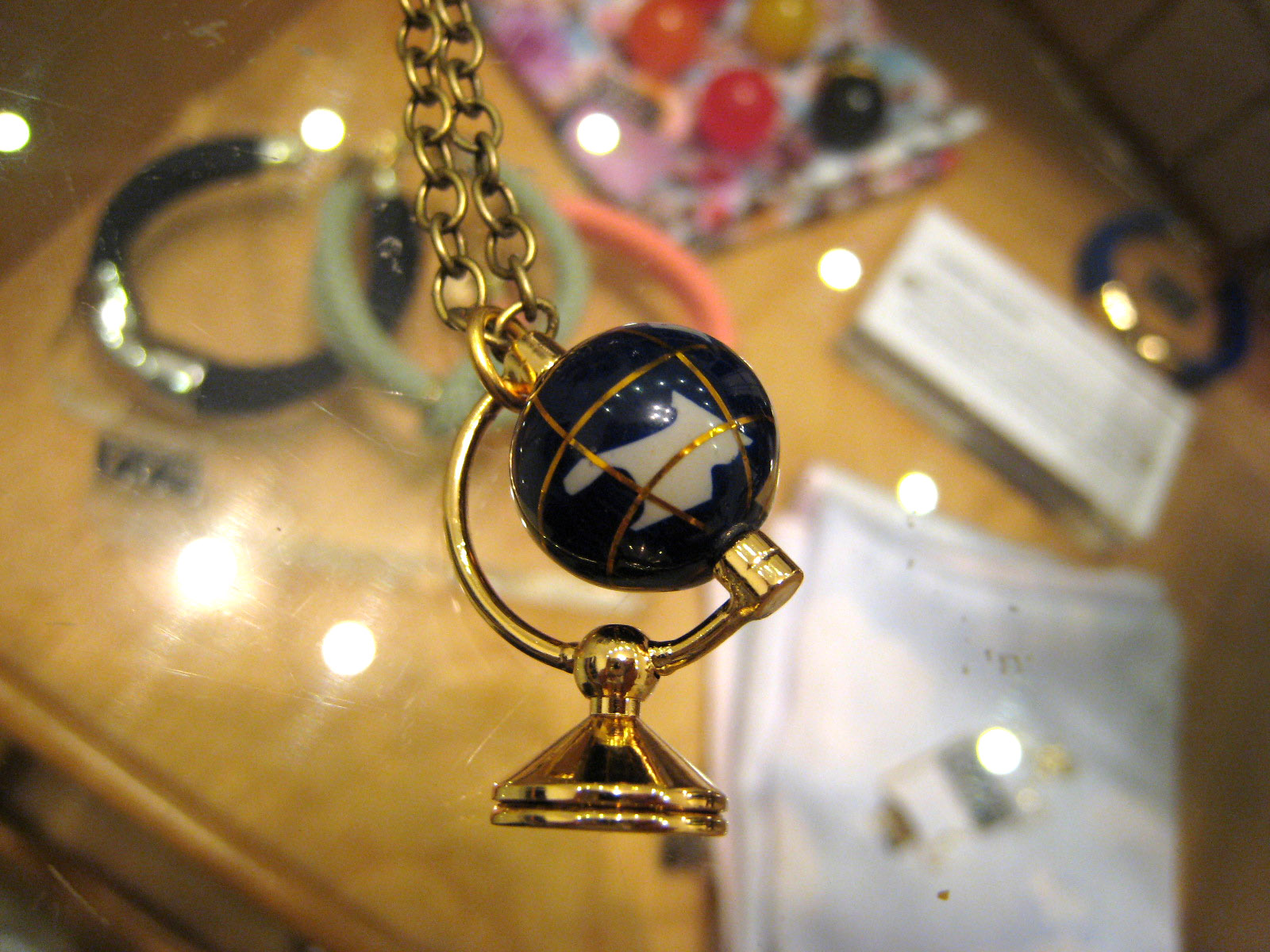 navy globe pendant necklace