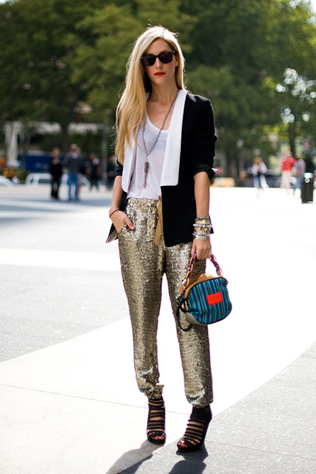 joanna hillman sequin pants tuxedo jacket